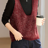 Casual Versatile U-Neck Sequined Sleeveless Vest