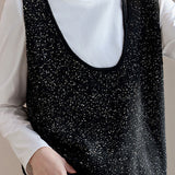 Casual Versatile U-Neck Sequined Sleeveless Vest