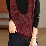 Casual Versatile U-Neck Sequined Sleeveless Vest