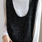 Casual Versatile U-Neck Sequined Sleeveless Vest