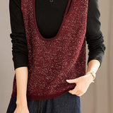 Casual Versatile U-Neck Sequined Sleeveless Vest