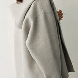 Casual Minimalist Hooded Woolen Solid-Color Cropped Coat
