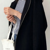 Casual Minimalist Hooded Woolen Solid-Color Cropped Coat