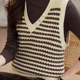 Casual Woolen Striped Knitted Vest