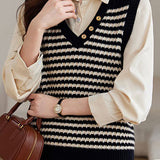 Casual Woolen Striped Knitted Vest
