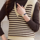Casual Woolen Striped Knitted Vest