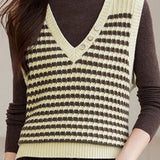 Casual Woolen Striped Knitted Vest