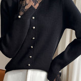 Elegant Temperament Floral Lace-Trimmed Knitted Top