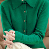 Casual Polo Collar Loose Knitted Cardigan