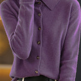 Casual Polo Collar Loose Knitted Cardigan