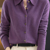 Casual Polo Collar Loose Knitted Cardigan