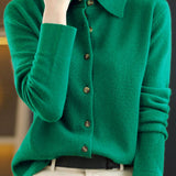 Casual Polo Collar Loose Knitted Cardigan