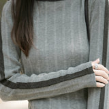 Casual Color-Block Off-Shoulder Knitted Top