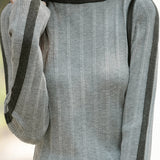Casual Color-Block Off-Shoulder Knitted Top