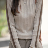 Casual Color-Block Off-Shoulder Knitted Top