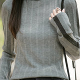 Casual Color-Block Off-Shoulder Knitted Top