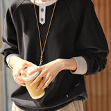 Casual Crew Neck Brushed Color-Block Textured Knitted Top