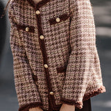 Elegant Retro Plaid Tweed Coat