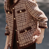 Elegant Retro Plaid Tweed Coat