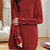 Mid-Length Half-High Neck Loose Sweater