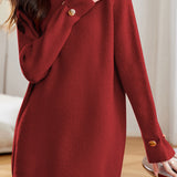 Mid-Length Half-High Neck Loose Sweater