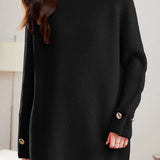 Mid-Length Half-High Neck Loose Sweater