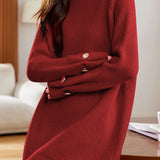 Mid-Length Half-High Neck Loose Sweater