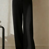 Elastic High-Waist Straight Casual Pants