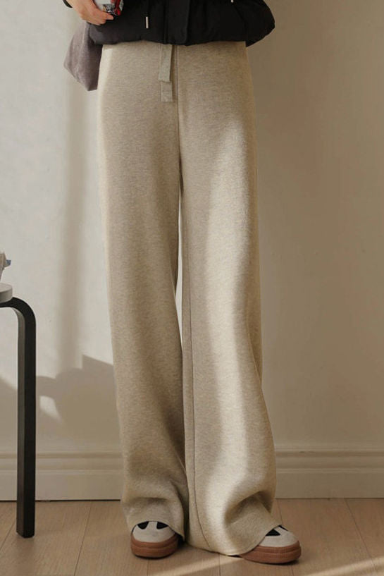 Elastic High-Waist Straight Casual Pants