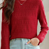 Casual Hollow-Out Jacquard Knitted Top