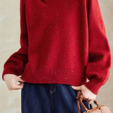 Casual Versatile Pullover Crew Neck Long-Sleeve Sequined Knitted Top