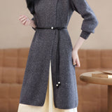 Casual Versatile Half-High Neck Top And Skirt Knitted Set