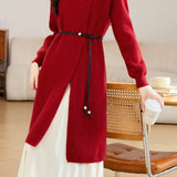 Casual Versatile Half-High Neck Top And Skirt Knitted Set