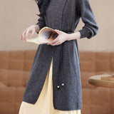 Casual Versatile Half-High Neck Top And Skirt Knitted Set