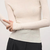 Casual Versatile Solid-Color Crew Neck Wool Knitted Top