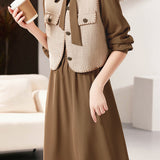 Elegant Vest and Dress Two-Piece Set