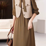 Elegant Vest and Dress Two-Piece Set