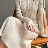 Elegant Pearl Knitted A-Line Dress
