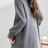 Casual Floral Lapel Fake Two-Piece Mid-Length Sweatshirt