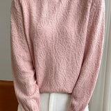 Casual Versatile Solid-Color Lace Ruffled Geometric Jacquard Knitted Top