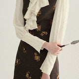 Elegant Retro Sequined Camisole Dress and Shirt Two-Piece Set