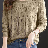 Casual Crew Neck Versatile Hollow-Out Knitted Top