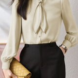 Elegant Commuter Lapel Long-Sleeve Shirt