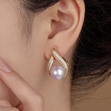 Elegant Exquisite Teardrop Rhinestone Pearl Earrings