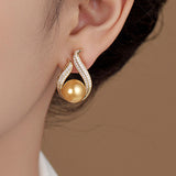 Elegant Exquisite Teardrop Rhinestone Pearl Earrings