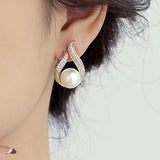 Elegant Exquisite Teardrop Rhinestone Pearl Earrings