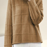 Casual Versatile Plaid Turtleneck Long-Sleeve Pullover Sweater