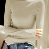 Casual Versatile Stand Collar Brushed Pullover Base Layer Top