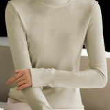 Casual Versatile Stand Collar Brushed Pullover Base Layer Top