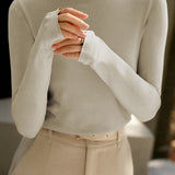 Casual Versatile Stand Collar Brushed Pullover Base Layer Top